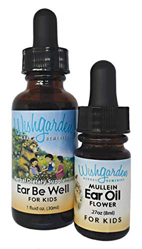 WishGarden Herbs Ear Be Well for Kids + Mullein Flower Ear Oil Kit - Soothing Ear Drops with Mullein & Garlic + Herbal…