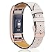 Mornex Replacement Leather Band Compatible with Fitbit Charge 2, Classic Genuine Leather Wristband for Men Women(Beige-Rosegold Buckle)