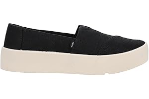 TOMS Womens Verona Heritage Canvas Platform Sneakers Shoes Casual - Black