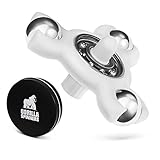 Gorilla Spinners - White Upgraded High Speed Fidget Spinner Toy with 3 Stainless Steel Balls and Spinning Top Attachment in Premium Metal Gift Box
