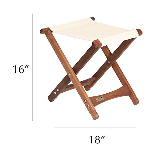 BYER OF MAINE, Pangean, Folding Stool, Hardwood, Easy to Fold and Carry, Wood Folding Stool, Canvas Camp Stool, Perfect for Camping, Matches All Furniture in The Pangean Line, Natural, Two Pack