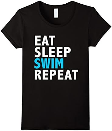Women's Eat Sleep Swim Repeat Funny T-shirt Swimming Swimmer Diver  Medium Black