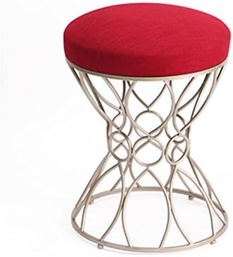 Shoe stool ZI LING SHOP- European-style Dressing Table Stool Fashion Fabric Makeup Stool Simple Creative Shoe Bench American-style Chair Iron Dressing Stool(39x49cm) (Color : Red)