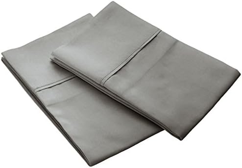Bonne Nuit 400 Thread Count Bedding Solid Set of 2 Pillow Cases 100% Cotton Sateen Wrinkle Resistant-King Size Solid Grey Color