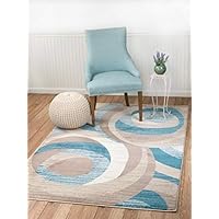 Summit B1-YYX1-VBH7 New Elite 59 Blue Cream Beige SwirL Area Modern Abstract Rug Many Sizes Available , 22 INCH X 7 FOOT LONG HALL WAY RUNNER