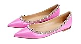 Littleboutique New arrival Women Girls Burnished Pointed Flat Shoes Ballet Flat Pumps Rivet stud Punk Shoes