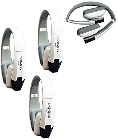 Key Audio 3 White Two Channel Folding Adjustable Universal Rear Entertainment System Infrared Headphone Car TV Video Audio and Listening with Superior Sound Quality