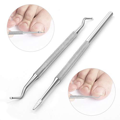 Ingrown Toenail File and Spoon Nail Cleaner Set Stainless Steel Toe Cleaner Tool for Salon Home Use Nail Lifter Double Side Manicure Nail File Kit Foot Care
