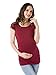 Liu & Qu Women's Maternity Classic Side Ruched T-Shirt Tops Mama Pregnancy Clothes Wine Red