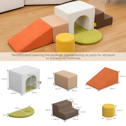 BanaSuper Foam Climbing Blocks for Children, Foam Building Blocks XXL, EN71 Certified & Non-Slip, Children's Montessori Toy, Washable Case for Indoor Fun, Baby Soft Playset (Colourful)