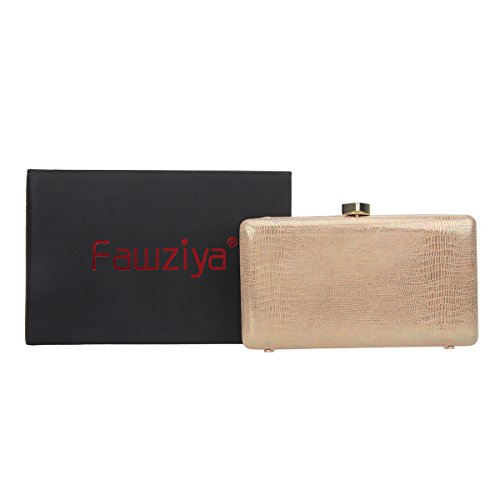 Fawziya Evening Bags And Clutches For Women Heart Lock Purses And Handbag-Gold