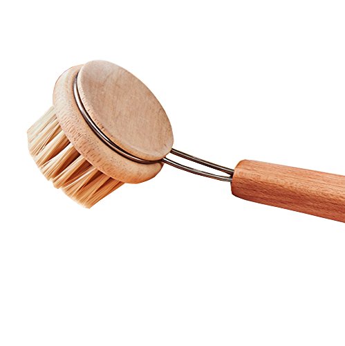 Comfysail 1PC Wooden Dish-washing Brush Hanging Dish Brush with Long Handle Cup Wok Brush Home Kitchen Cleaning Tool