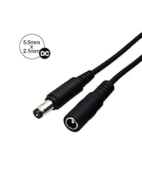 Cable de extensión de alimentación de 0.083 in x 0.217 in, compatible con cable adaptador de 12 V CC para cámara de seguridad CCTV IP cámara independiente DVR (33ft negro)