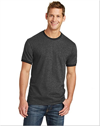 Port & Company PC54R 100% Cotton Ringer Tee - Dark Heather Grey/Jet Black - S