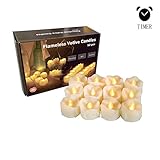 Flameless Candles - Fickering Realistic Led Tea Lights With Timer - 6Hrs on and 18 Hrs off,Wax Dripped,Battery Operated Votive Candle,Long Battery Life,200+ Hours,Batteries Included[12 Pack]