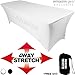 AMAZIN Gear Brand Pro DJ Event Table Scrim, Pass-Through Holes to Hide Cables, SKRIMS Rectangular Four-Way Stretch Spandex Table Cover, 4 ft Elastic Tablecloth, White