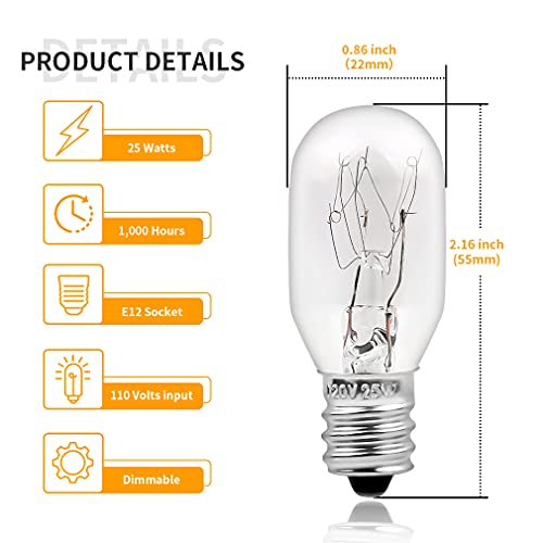 UNILAMP Salt Lamp Bulbs, 25 Watt E12 Socket Appliance Light Bulb