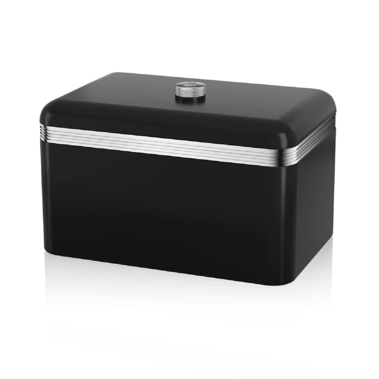 Swan SWKA1010BN Bread Bin, Metal, Black (Retro)