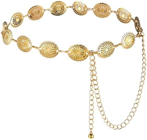 Prasacco Western Belts for Woman Chain Belt Concho Belt Gold  display picture 3