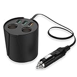 Car Cup Charger, Momocity Quick Charge 3.0 Port USB Charger [Built-in Safety Protection] + 2-Socket Cigarette Lighter Splitter for iPhone iPad Smartphones Tablet Camera Dashcam GPS and More