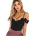 Angashion Women's Spaghetti Strap Floral Lace Jumpsuit Romper Bodysuit,Black,US 2/Tag S