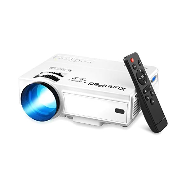 XuanPad Mini Projector Portable video-projector,55000 Hours Multimedia Home Theater movie Projector,Compatible with TV Stick,Full HD 1080P HDMI,VGA,USB,AV,laptop,iphone,Android Smartphone