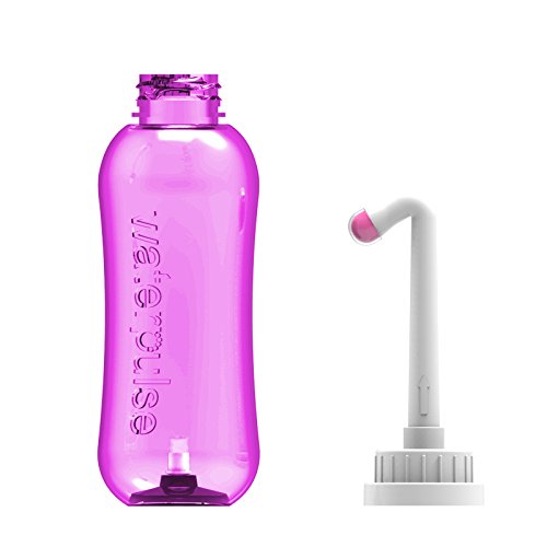 Wolfbeam Portable Bidet Sprayer Bathroom Toilet Bidet Bottle Handheld Vulva and Anal Cleaner Travel Bidet Spray Wiper for Personal Hygiene, 2 Nozzles, Lightweight, 500ml