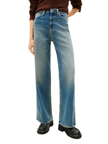 Tommy Jeans Womens Claire High Rise Wide Leg Jeans, Denim Dark 26x32