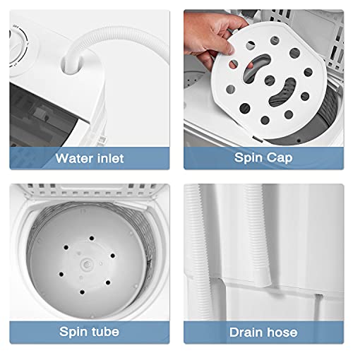 YOLENY 2IN1 Compact Mini Twin Tub Washing Machine, 16.5lbs Capacity w