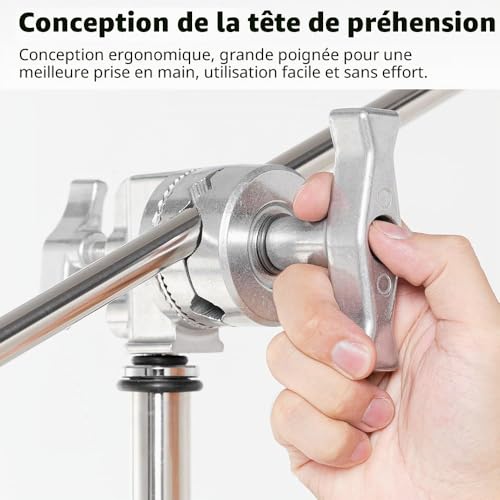 AMBITFUL Heavy Duty Stainless Steel Stand, Heavy Duty Adjustable Photographic Tripod from 150cm to 320cm with Wheels for Reflectors, Softboxes, Monoblocks, Heavy Duty Support Arms