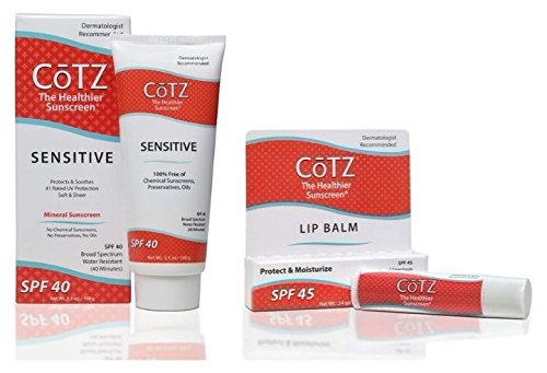 Cotz Sensitive Spf 40 Mineral Sunscreen And Lip Balm Spf 45 Bundle
