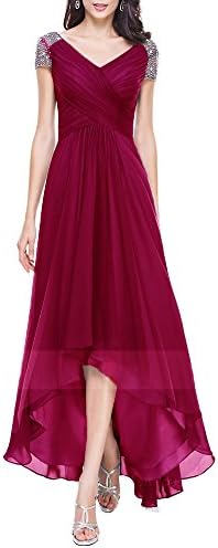 Alinafeng Women's 2016 Newest Ruffle V Neck Long Party Prom Evening Dress(4,Burgendy)