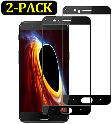 [Pack of 2] Heromck for Oneplus 5 Screen Protector Oneplus5 Tempered Glass One Plus Five Film 【Bubble Free】【HD Definition】【Easy to Install】 Full Coverage Protective (Black)