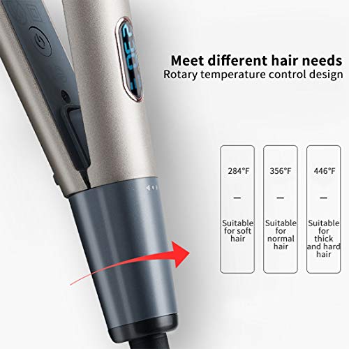 2 in 1 Flat Iron Professional Ceramic Hair Striaightener &Curler Hair Straightener Twist 2-in-1 Hair Curlers & Straightening Iron Hair Styling Tools Dual Voltages (Grey with Glove) - Thumbnail 2