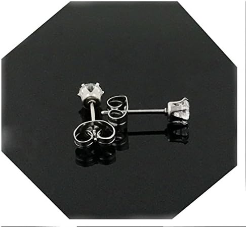 4MM 18k White gold filled earring with lab simulated diamonds suitable for men/women.