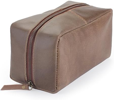 Harris Luxury Leather Dopp Kit Shaving Toiletry Travel Bag (Burnt Umber)