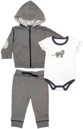 Yoga Sprout Newborn Baby Boys Hoodie Bodysuit &amp; Pant Set - Lion