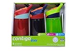 Contigo Kids Autospout Water Bottles 3 pack, 14 oz(Cardinal/Navy/Chartreuse)