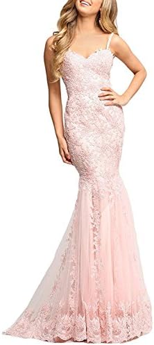 Monalia Women's Mermaid Tulle Prom Dresses 2018 Long Formal Evening Gowns Size 6 Blush