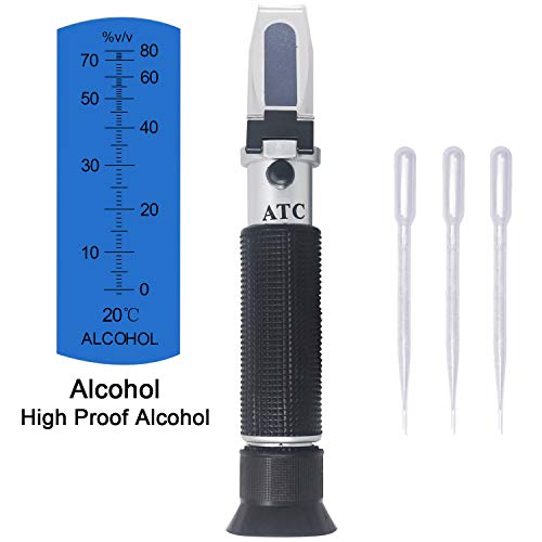KETOTEK High Proof Alcohol Refractometer, ATC Alcohol Refractometer with 0-80% Alcohol Measurement Range for Liquor and Spirits. High Accuracy ±1% Alcohol Refractometer for Whiskey, Brandy, Vodka, etc - Thumbnail 7