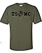 Marine Corps Bull Dog Front and Back Premium Men's T-Shirt (Large, Military Green)