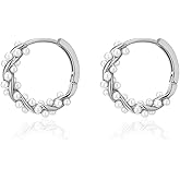 SLUYNZ 925 Sterling Silver Pearls Twist Hoop Earrings for Women Teen Girls Pearls Hoop Earrings Wedding Bridal Earrings