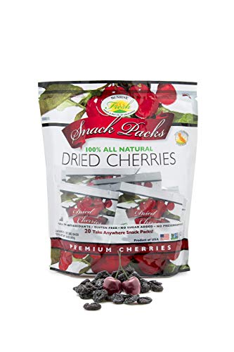Dried Cherries Snack Bags, No Added Sugar, All Natural, "Pack of 20", Sunrise Fresh Dried Fruit Co.