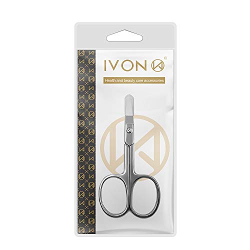 IVON Curved Blade Stainless Steel Small Scissors for Manicure, Nail, Cuticle Trimming, Eyebrow, Grooming, Mustache, Beard, Public Hair for Men & Women