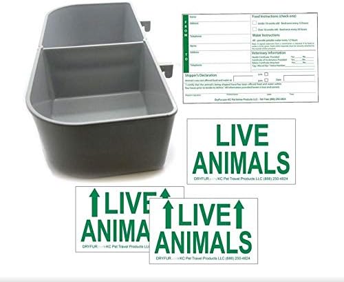 DryFur Kennel Travel Kit for Pets – Hook-On Dish & Live Animal Labels