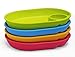 Green Kitchen Divided Kids Plates - Sectioned Bamboo Dishes From E4U - 4 Piece Set of Eco Friendly Wooden Snack Plates - Unbreakable Dishes for Kids and Spill Proof Fun Toddler Plates