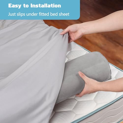 2Pack Inflatable Bed Rails for Toddlers, Non-Slip Soft Flocking Portable Travel Kids Bed Bumper for Full Queen King Size Beds, Grey 127 * 15 * 12cm
