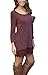 MiYang Women's Purple Long Sleeve A-line Lace Stitching Trim Casual Dress L