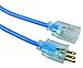 Woods 2434 16/3 Outdoor Cold-Flexible SJTW Extension Cord, Blue with Lighted End, 25-Foot