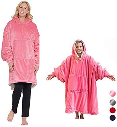 WANZIJING Amazing Comfy Warm, Soft, Cozy Sherpa Blanket Sweatshirt, Seen on Shark Tank for Adults & Children, Reversible, Hood & Large Pocket, One Size